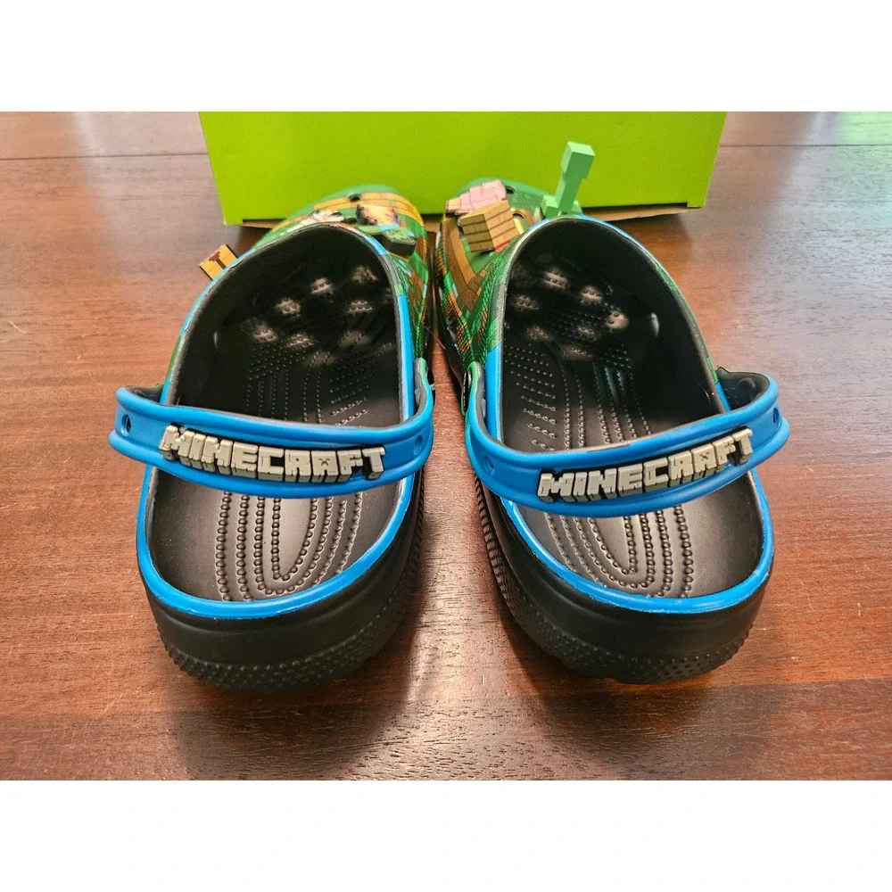 Crocs Minecraft Elevated Clog Mens Size 11 Green Light Up Jibbitz Charms New